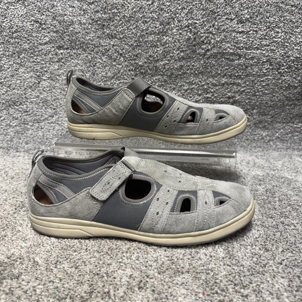Earth Origins Effie Wide Sandals Womens Size 11W Gray Fisherman Comfort Walking